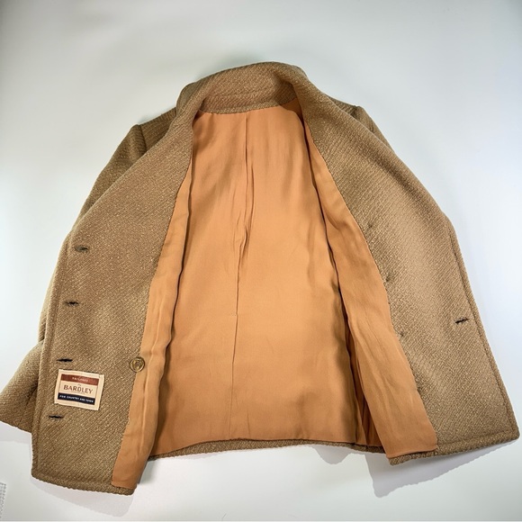 Bardley vintage wool blend peacoat tailored double breasted camel coat medium - Picture 10 of 15